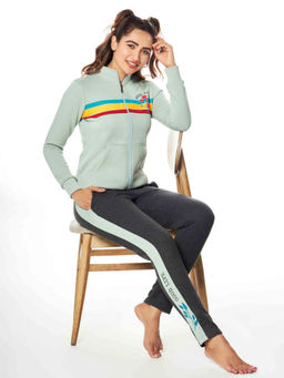July Nightwear - Winter Collection For Women Lt Green Fleece Track Suit with Zipper