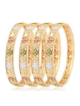 Jewels Galaxy - Elegant Floral Designed Multi-Color Gold Plated Bangles (Pack of 4)