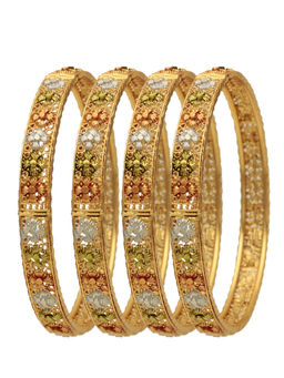 Jewels Galaxy - Elegant Floral Designed Multi-Color Gold Plated Bangles (Pack of 4)