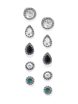 Jewels Galaxy - Gorgeous Crystal Vintage Retro Fascinating Stud Earrings (Pack of 5)