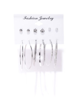Jewels Galaxy - Delicate AD & Pearl Silver Plated Swanky Earrings (Pack of 6)