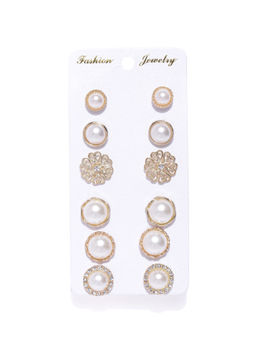 Jewels Galaxy - Gold Plated Geometric Stud Earrings (Pack of 6)