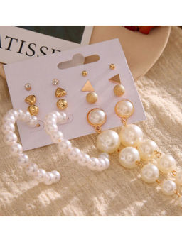 Jewels Galaxy - Exclusive Gold Plated Stud & Drop Earrings (Set of 8)