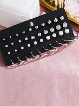 Jewels Galaxy - Silver Plated Earrings Combo (Set of 20)