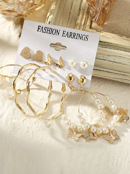 Jewels Galaxy - White Gold-Toned Gold Plated Earrings Combo (Set of 6)