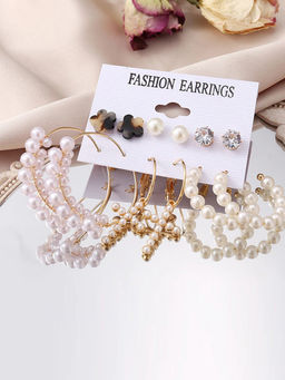 Jewels Galaxy - White Gold-Toned Gold Plated Earrings Combo (Set of 6)