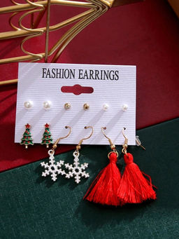 Jewels Galaxy - Multi-Color Trendy Pearl Gold Plated Jewelley Earrings Combo (Set of 6)