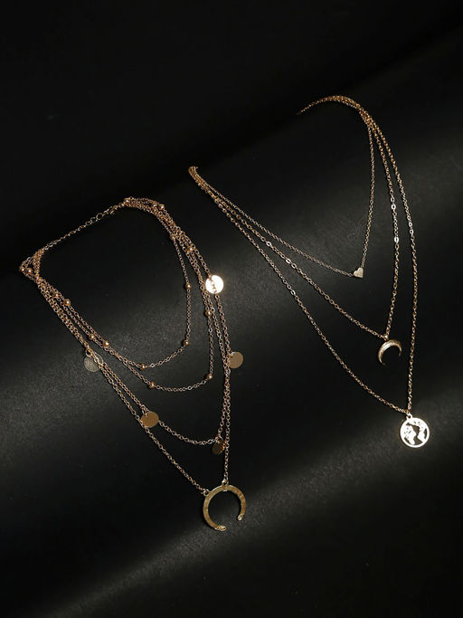 Jewels Galaxy Gold Plated Layered Necklace Combo