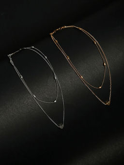 Jewels Galaxy - Gold Plated & Silver Plated Heart inspired Layered Necklace Combo