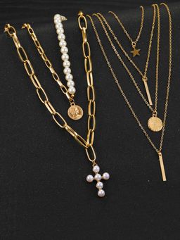 Jewels Galaxy - Jewellery For Women Gold Plated Layered Necklace Combos