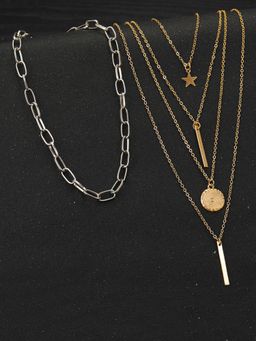 Jewels Galaxy - Jewellery For Women Gold & Silver Plated Layered Necklace Combos