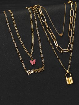 Jewels Galaxy - Jewellery For Women Gold Plated Layered Necklace Combos