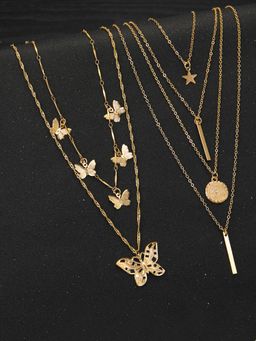 Jewels Galaxy - Jewellery For Women Gold Plated Layered Necklace Combos