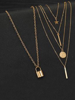 Jewels Galaxy - Jewellery For Women Gold Plated Layered Necklace Combos