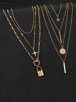 Jewels Galaxy - Jewellery For Women Gold Plated Layered Necklace Combos