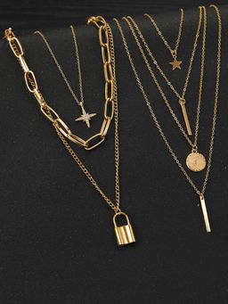 Jewels Galaxy - Jewellery For Women Gold Plated Layered Necklace Combos