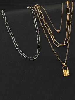 Jewels Galaxy - Jewellery For Women Gold & Silver Plated Layered Necklace Combos
