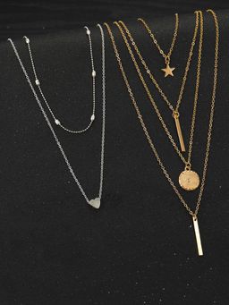Jewels Galaxy - Jewellery For Women Gold & Silver Plated Layered Necklace Combos