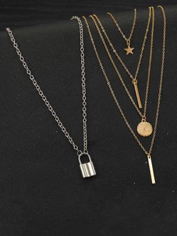 Jewels Galaxy - Jewellery For Women Gold & Silver Plated Layered Necklace Combos