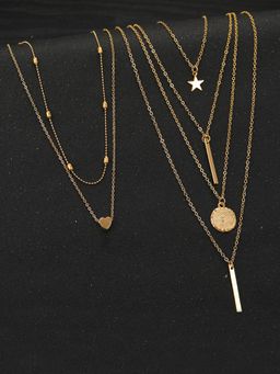 Jewels Galaxy - Jewellery For Women Gold Plated Layered Necklace Combos