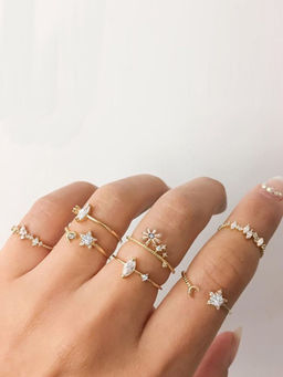 Jewels Galaxy - Jewellery For Women Gold Plated Rings Combo