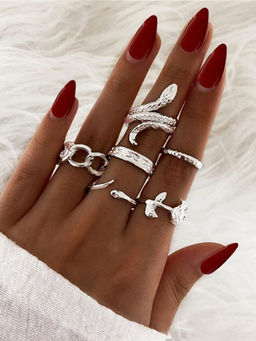 Jewels Galaxy - Jewellery For Women Silver Plated Rings Combo