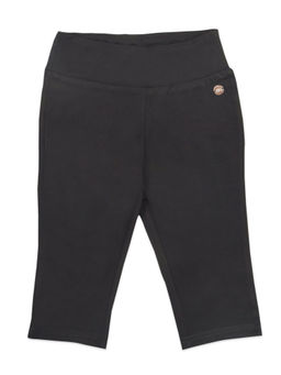 TINY GIRL - Black Color Solid Capri