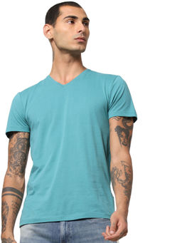 Jack & Jones - Turquoise V Neck T-shirt