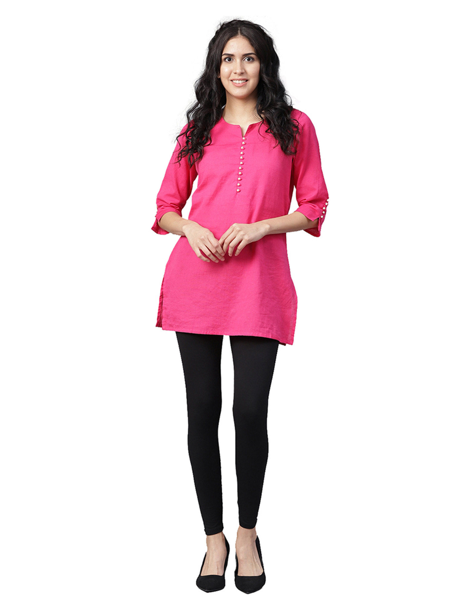 Buy Jaipur Kurti Black Solid Cotton 