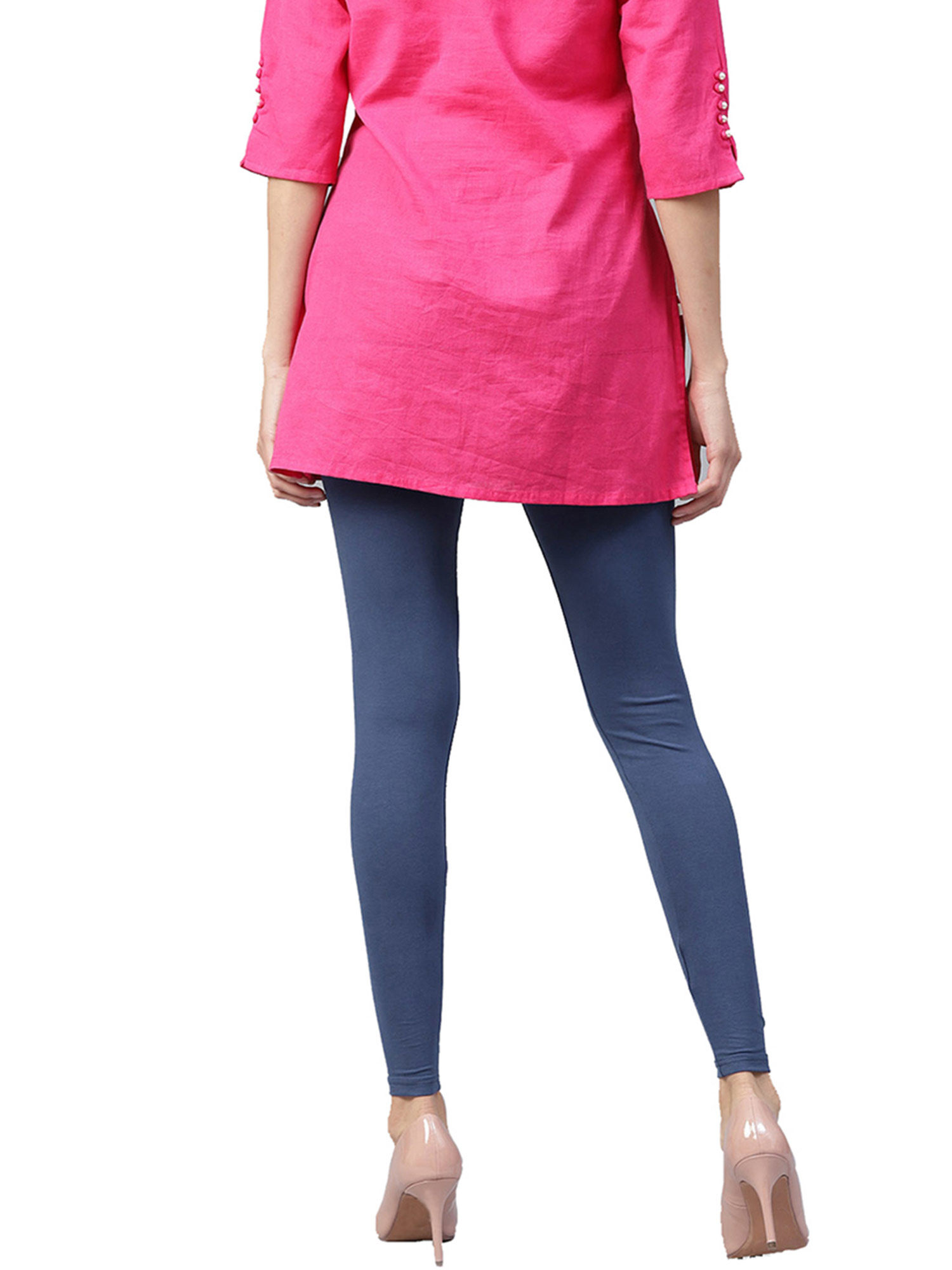 Buy Jaipur Kurti Navy Blue Solid Cotton 