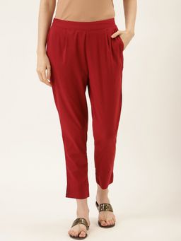 Jaipur Kurti - Maroon Solid Ethnic Wear Pant