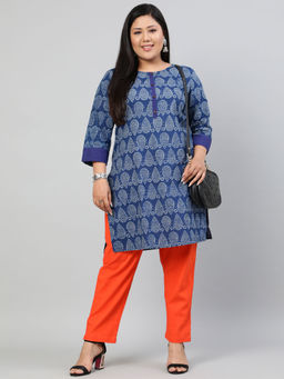 Jaipur Kurti - Orange Ethnic Wear Cotton Slub Pant