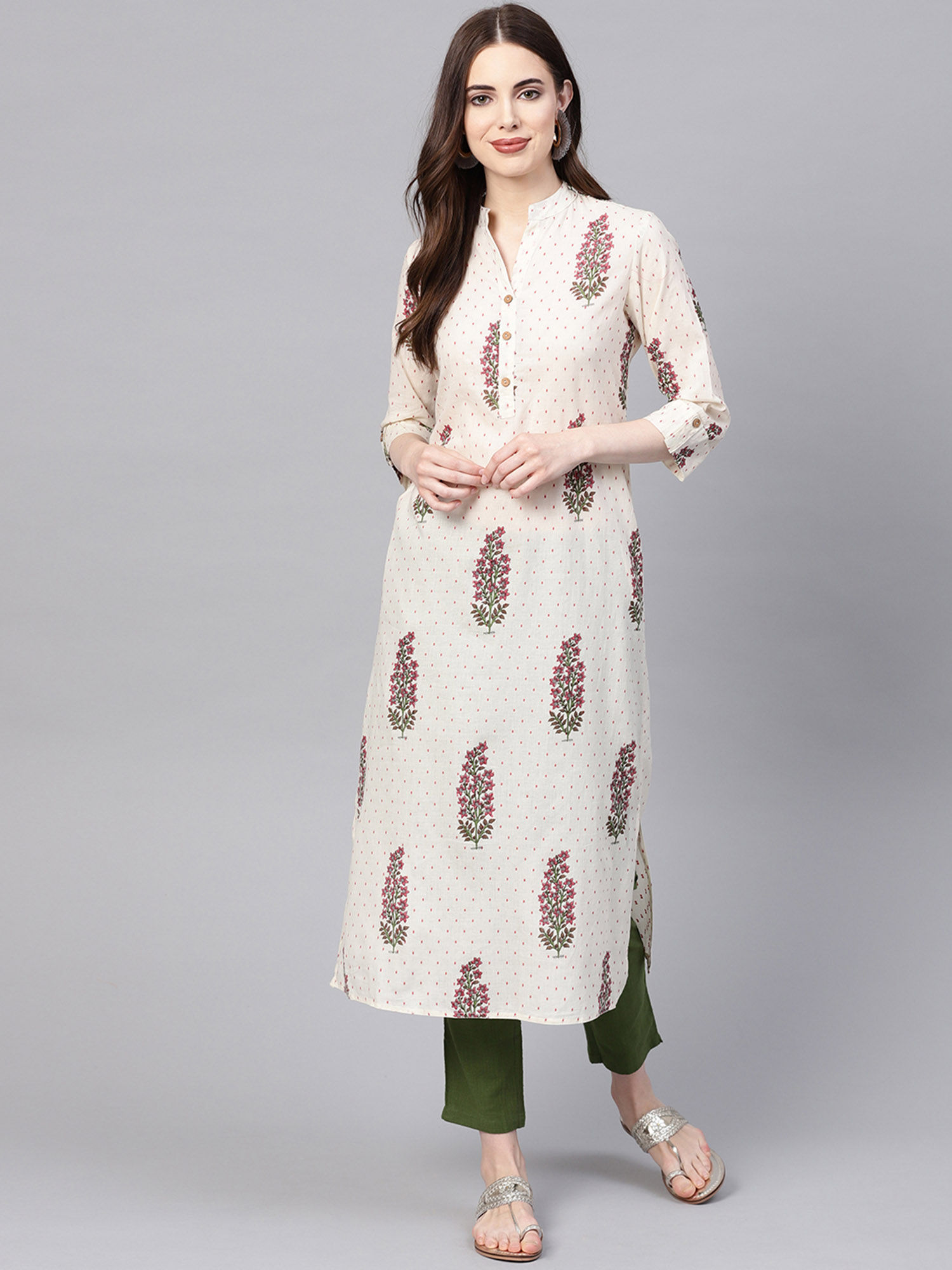 Jaipur Kurti Off White Ethnic Motifs 