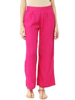 Jaipur Kurti - Pink Solid Rayon Palazzo