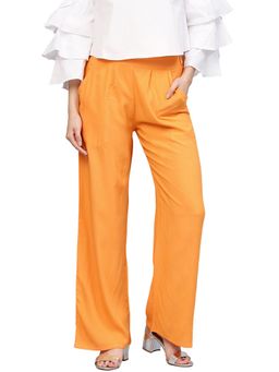 Jaipur Kurti - Mustard Solid Rayon Palazzo