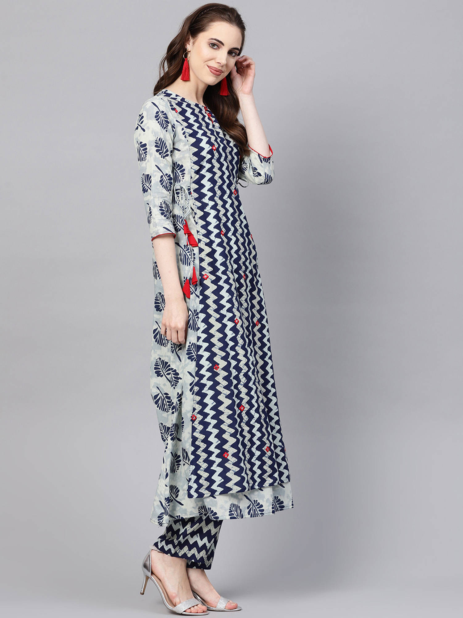Buy Jaipur Kurti Navy Blue Printed A 