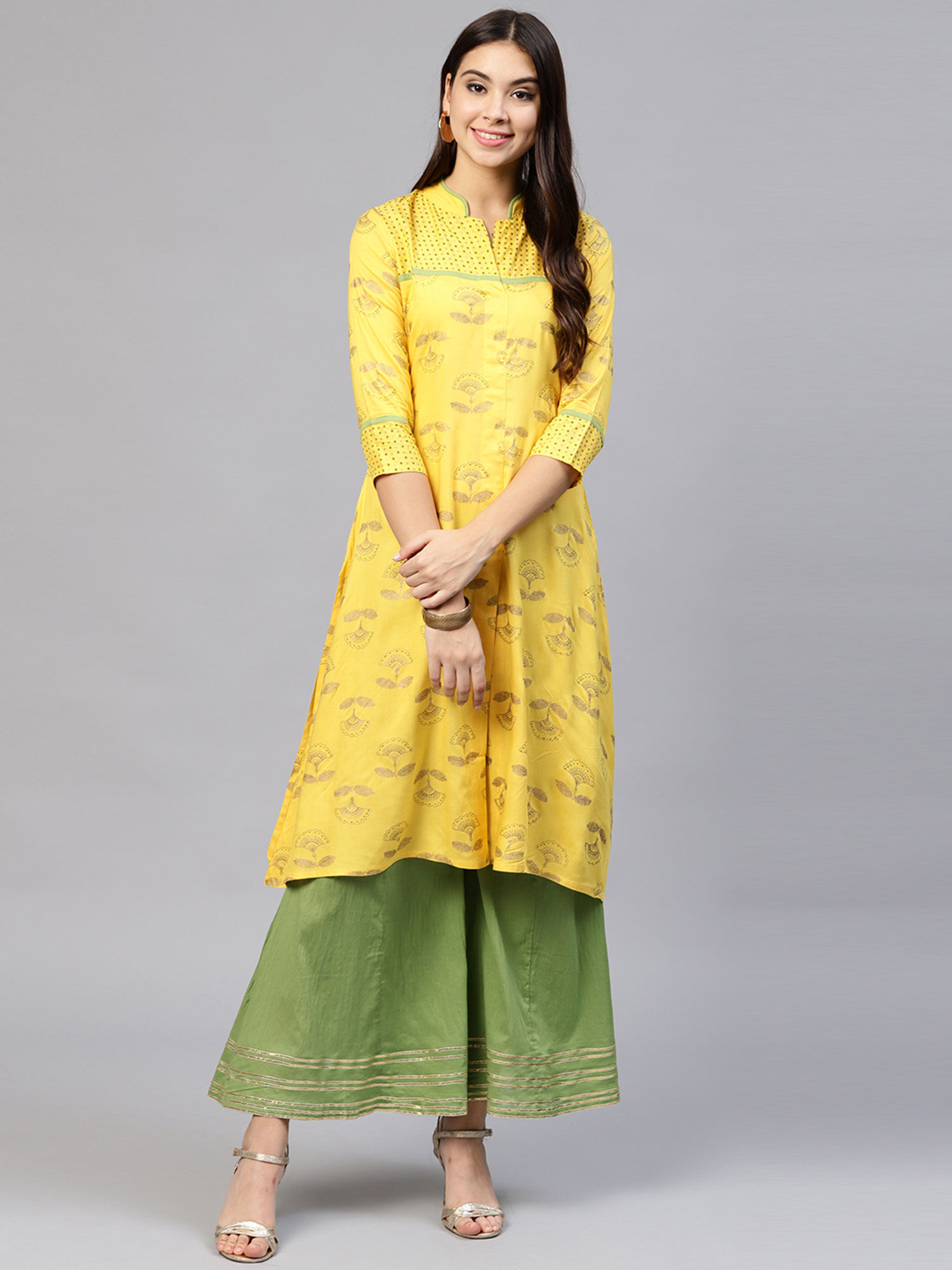Buy Jaipur Kurti Yellow \u0026 Green Ethnic 