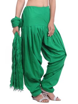 Jaipur Kurti - Green Cotton Patiala Salwar with Dupatta (Set of 2)