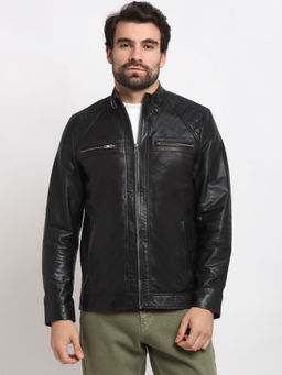 Teakwood - Black Solid Genuine Leather Jacket