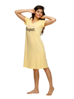 Juliet - Women's Cotton Yellow Printed Short Nighty