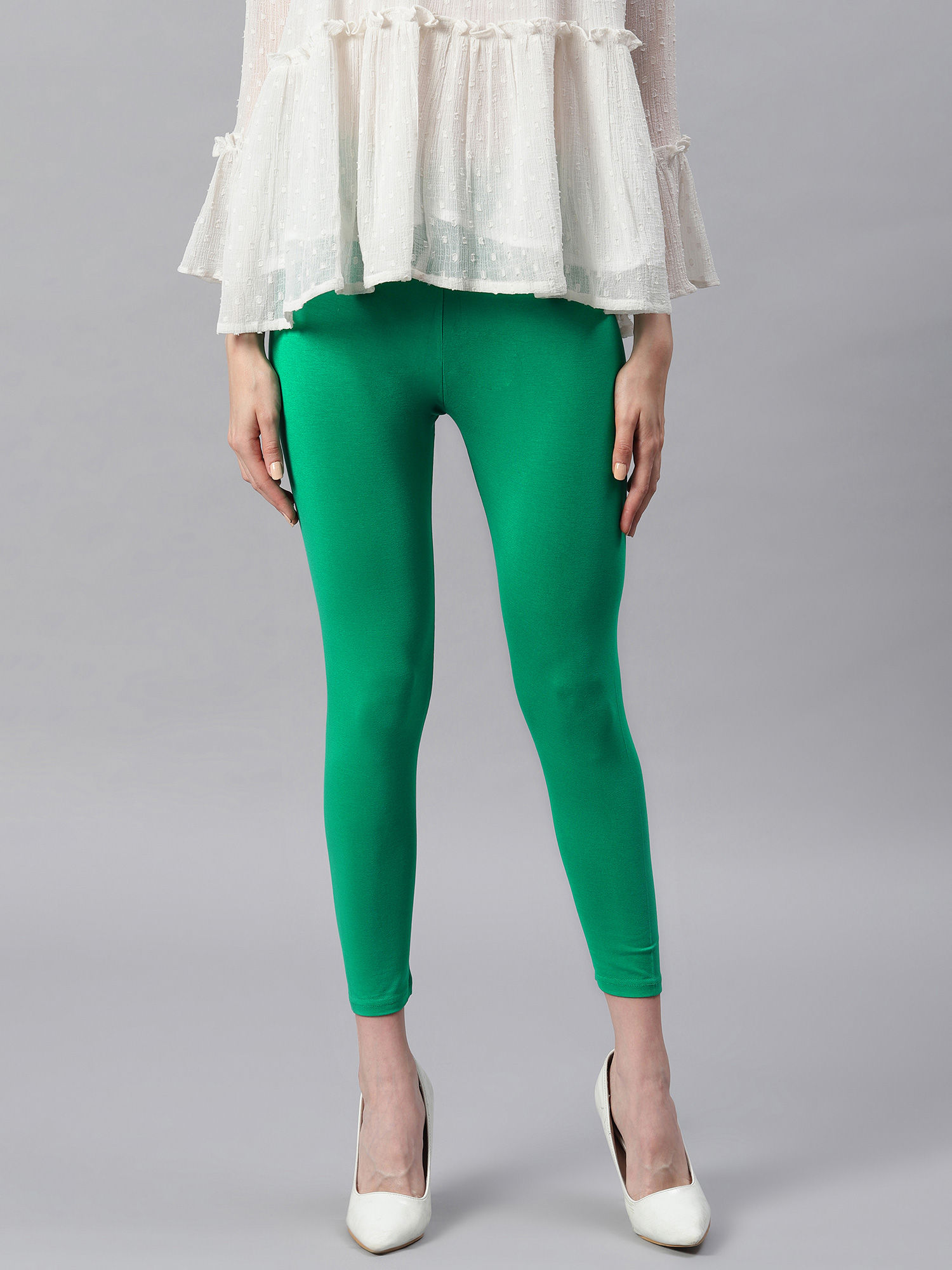 Buy Janasya Women Green Viscose Lycra 