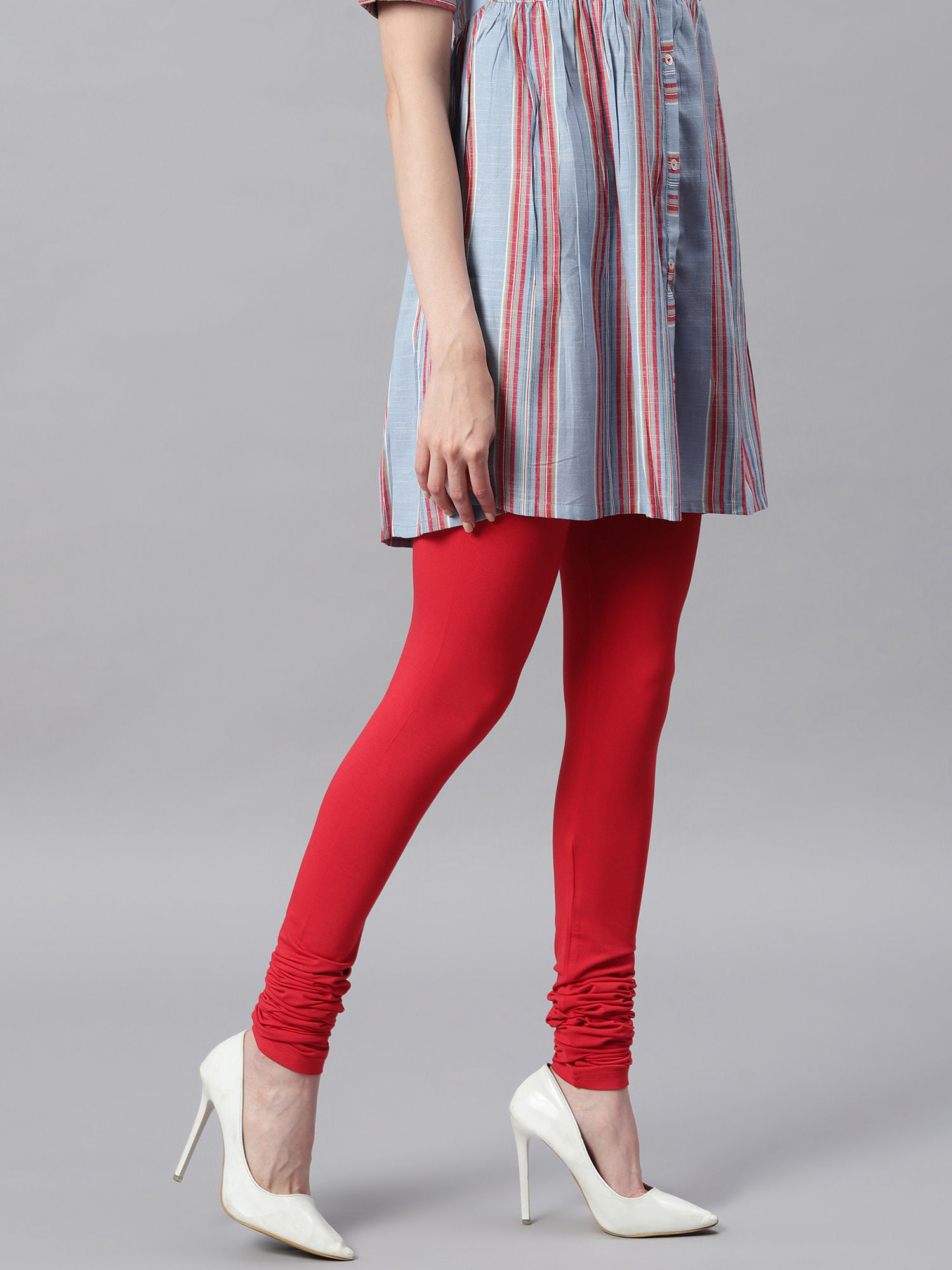 Buy Janasya Women Red Viscose Lycra 