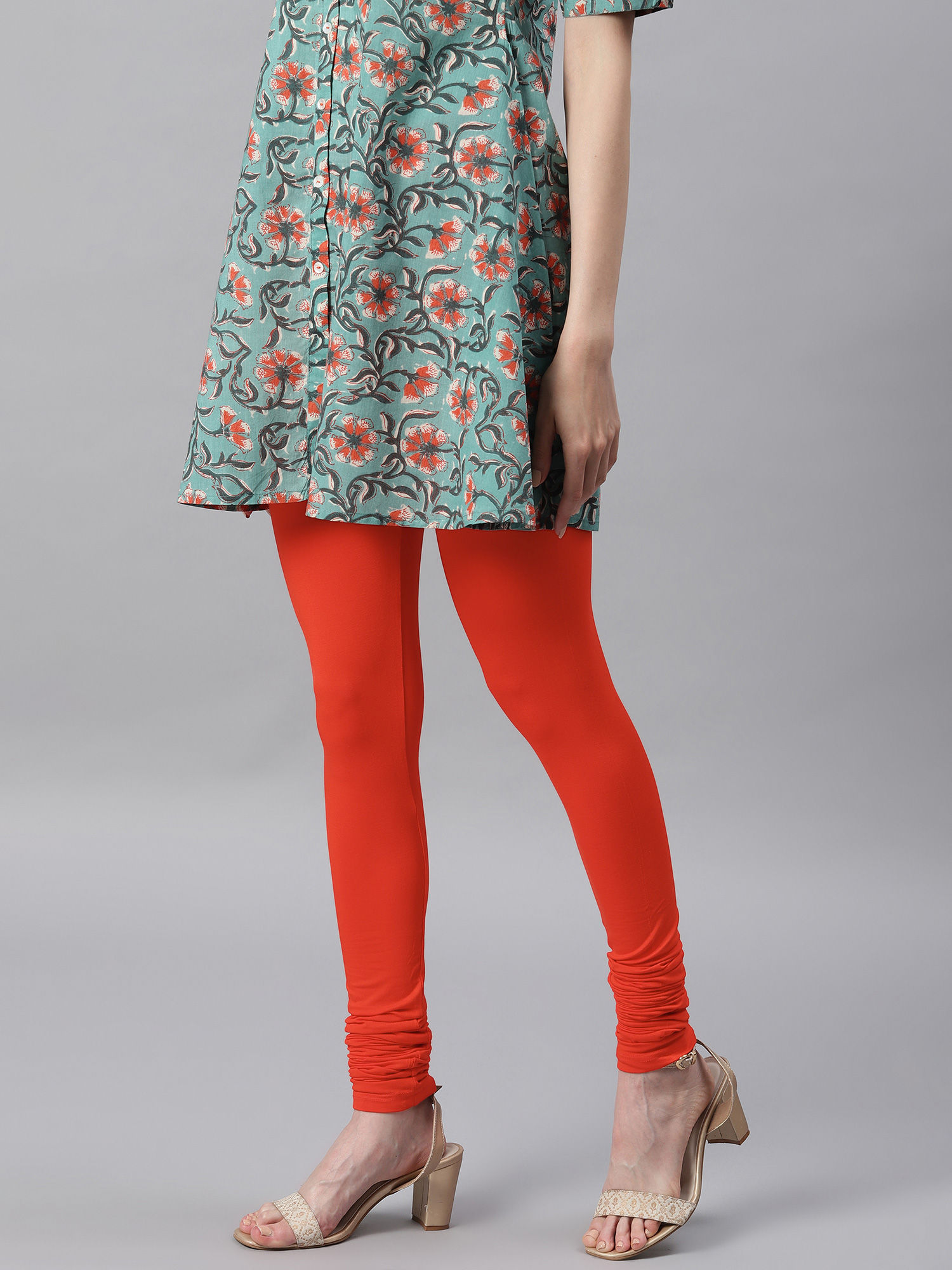 Buy Janasya Women Orange Viscose Lycra 