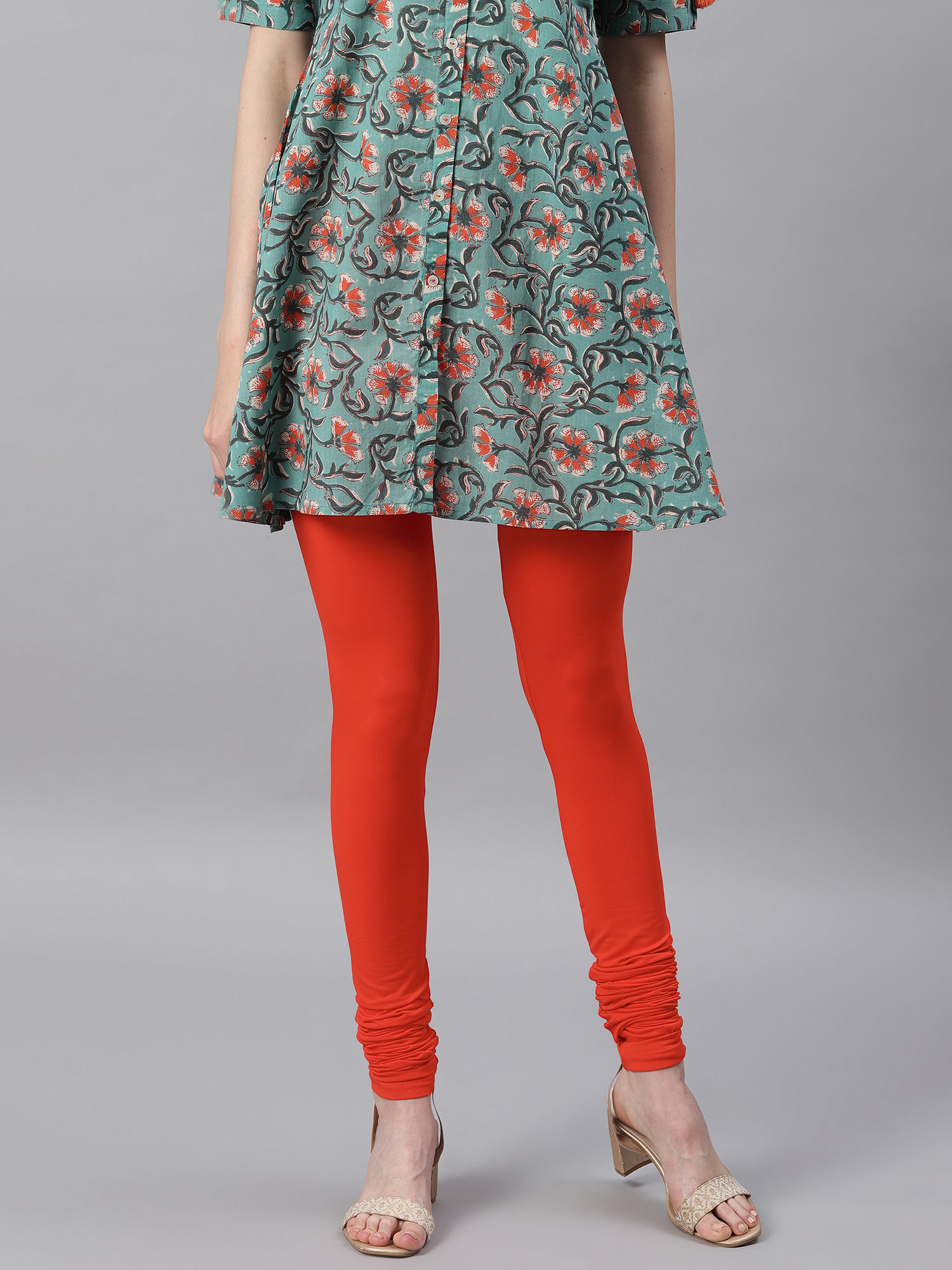Buy Janasya Women Orange Viscose Lycra 