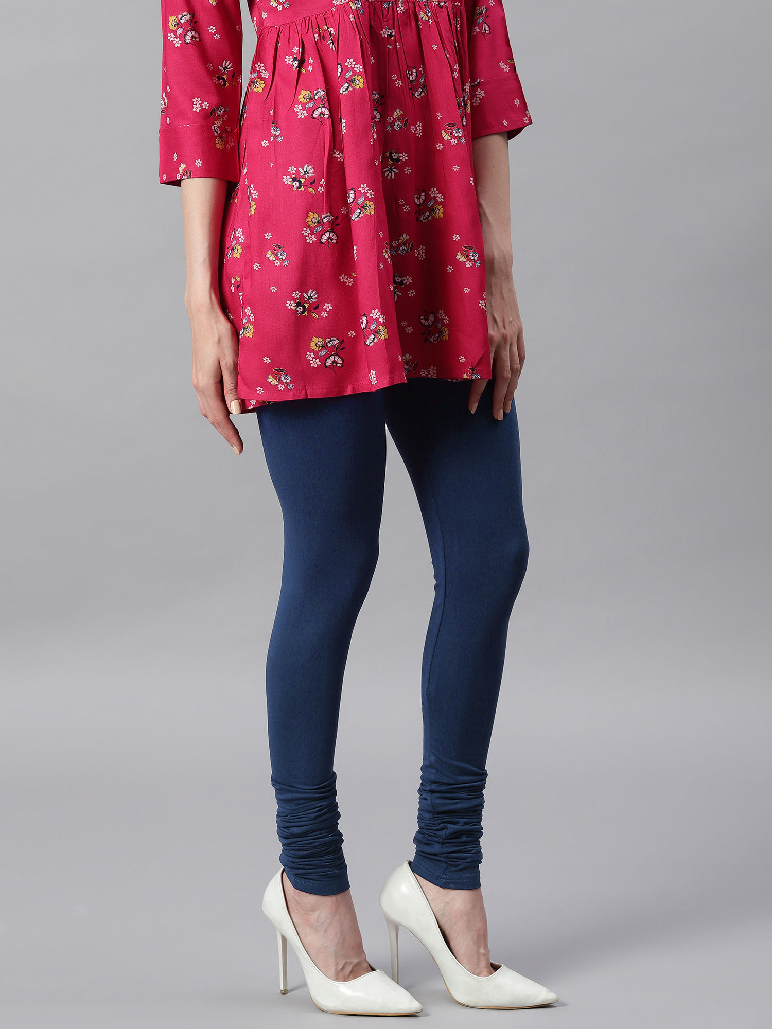 Buy Janasya Women Navy Blue Viscose 