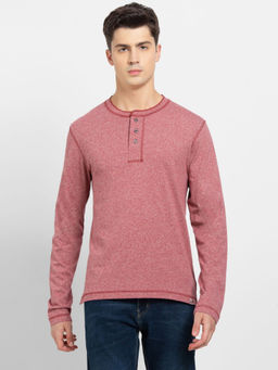 Jockey - US87 Men Super Combed Cotton Rich Solid Henley T-Shirt - Red Grindle