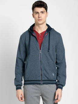 Jockey - UM05 Men Super Combed Cotton French Terry Hoodie Jacket - Navy Grindle