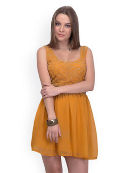 BELLE FILLE - Solid Mustard Casual Dress