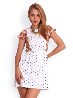 BELLE FILLE - Polka Dots White Casual Dress