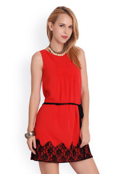 BELLE FILLE - Embroidered Red Casual Dress